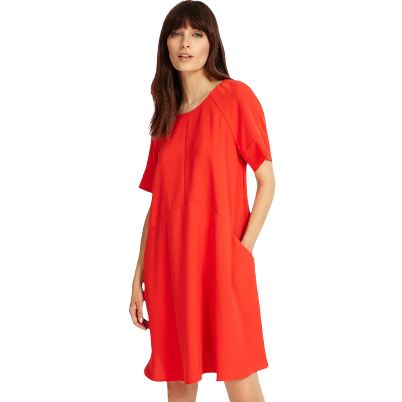 Phase Eight Zelda Red Orange Crepe Dress UK 12