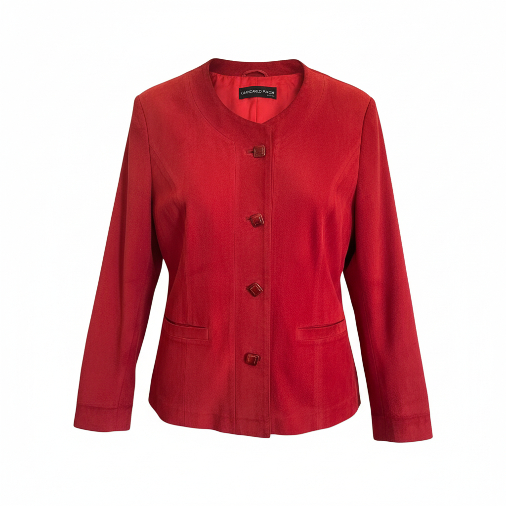 Giancarlo Piazza Roma Italian Vintage Buttersoft Red Suede Jacket UK 14