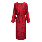 Radley Vintage Red Silky 1980's Peplum Dress UK 12