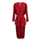 Radley Vintage Red Silky 1980's Peplum Dress UK 12