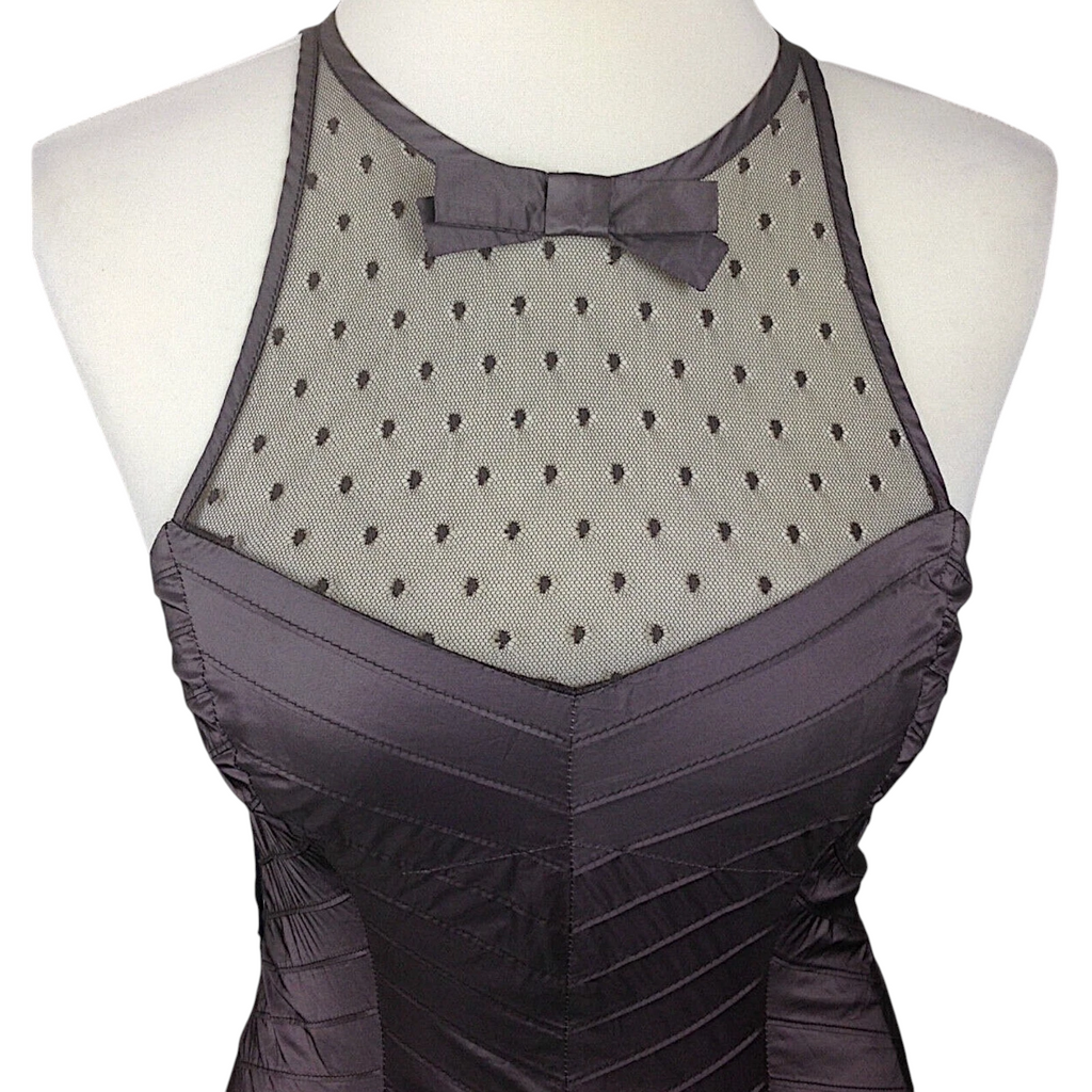 Karen Millen Brown Taffeta Bubble Hem Dress UK 8