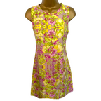 Maje Vintage Multi Linen Silk Cut Out Back Dress UK 10
