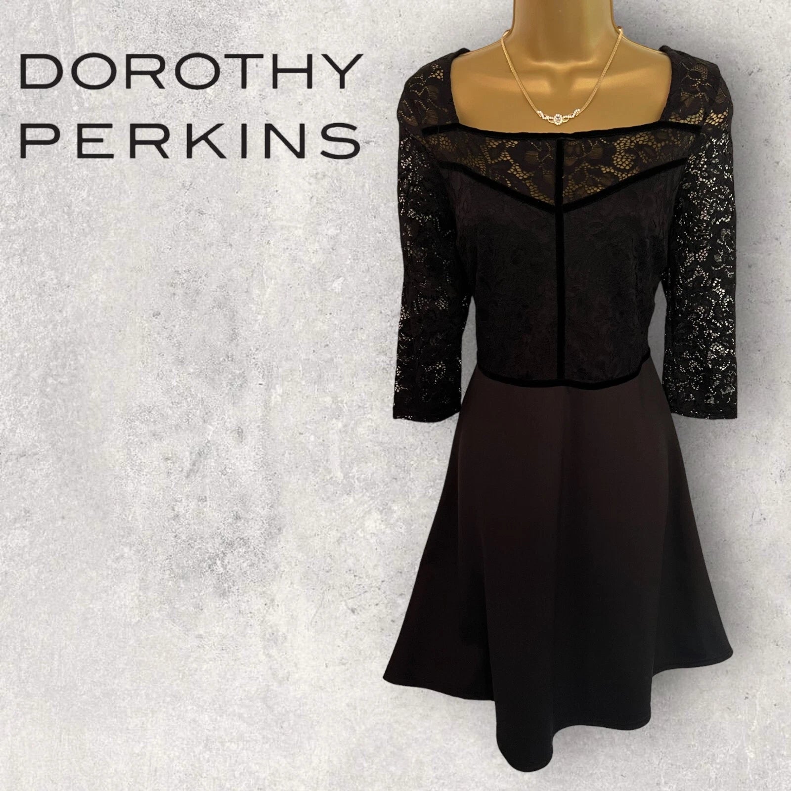 Dorothy Perkins Black Lace Dress UK 10