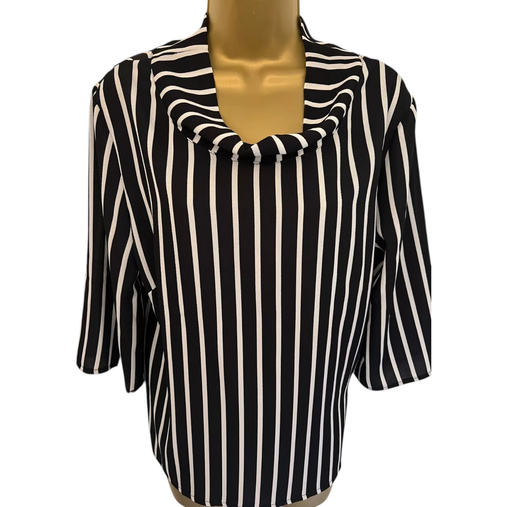 James Lakeland Black & Ivory Striped Top UK 12