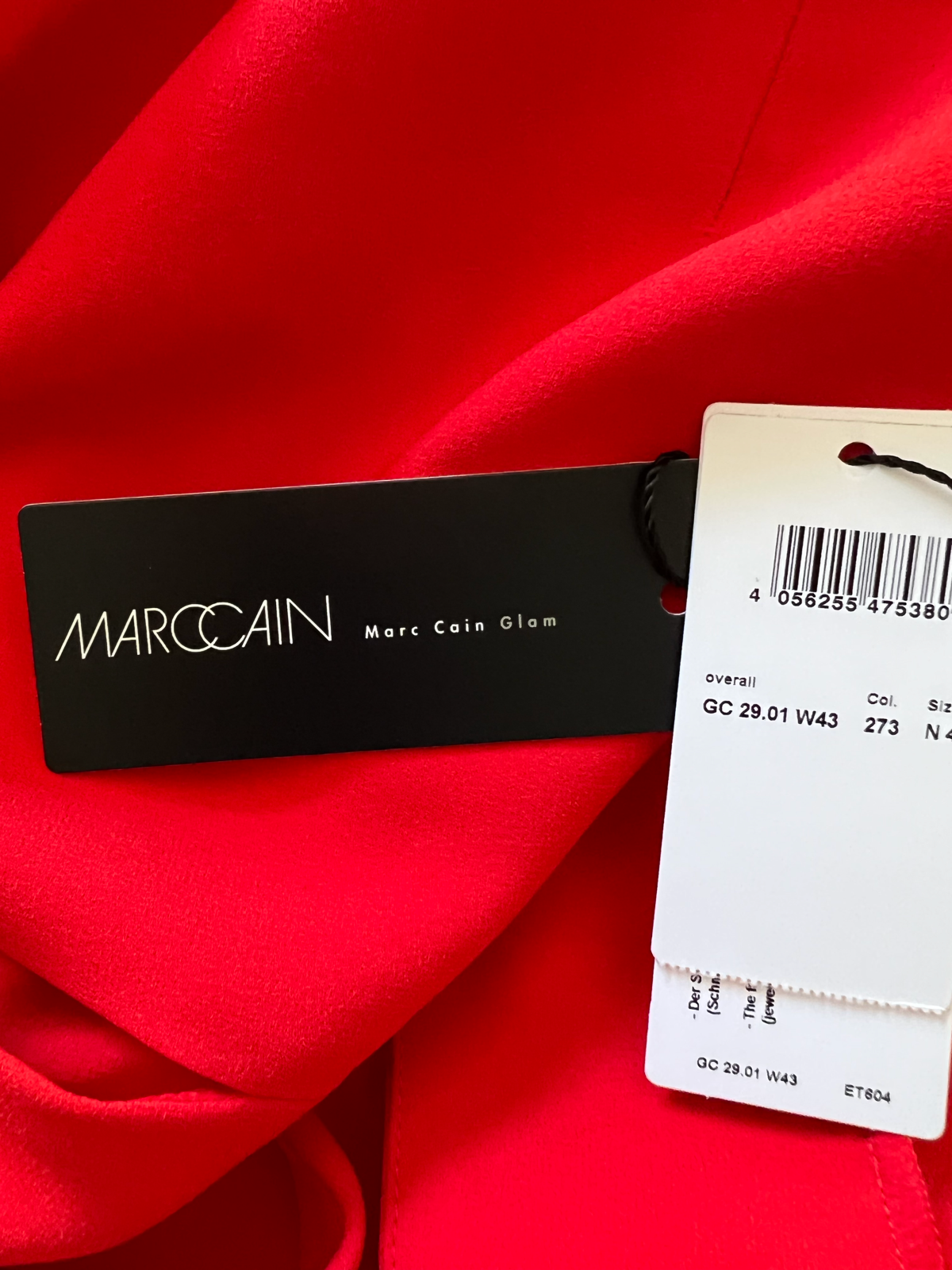 Marc Cain Coral Red Jumpsuit & Overlay Waterfall Top UK 14