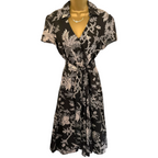 East Grey Floral Linen Belted Dress UK 12