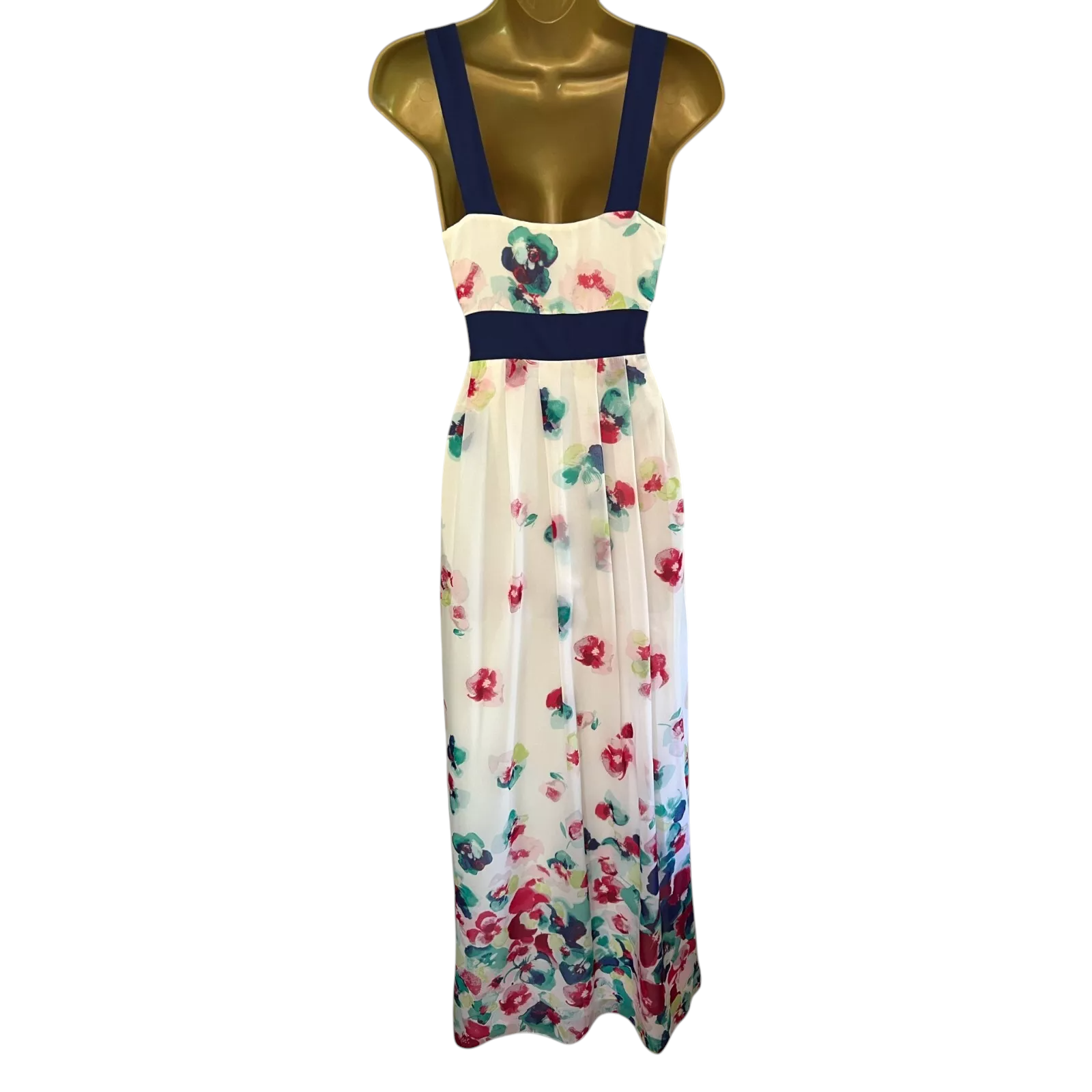 Monsoon White Chiffon Multi Coloured Floral Dress UK 10