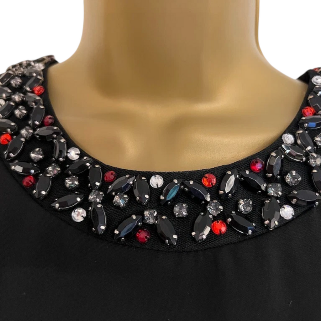 Dorothy Perkins Black Gem Neckline Dress UK 10