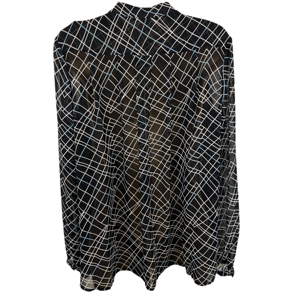 Laura Ashley Navy Blue Ivory Chiffon Blouse UK 14