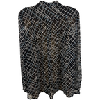 Laura Ashley Navy Blue Ivory Chiffon Blouse UK 14