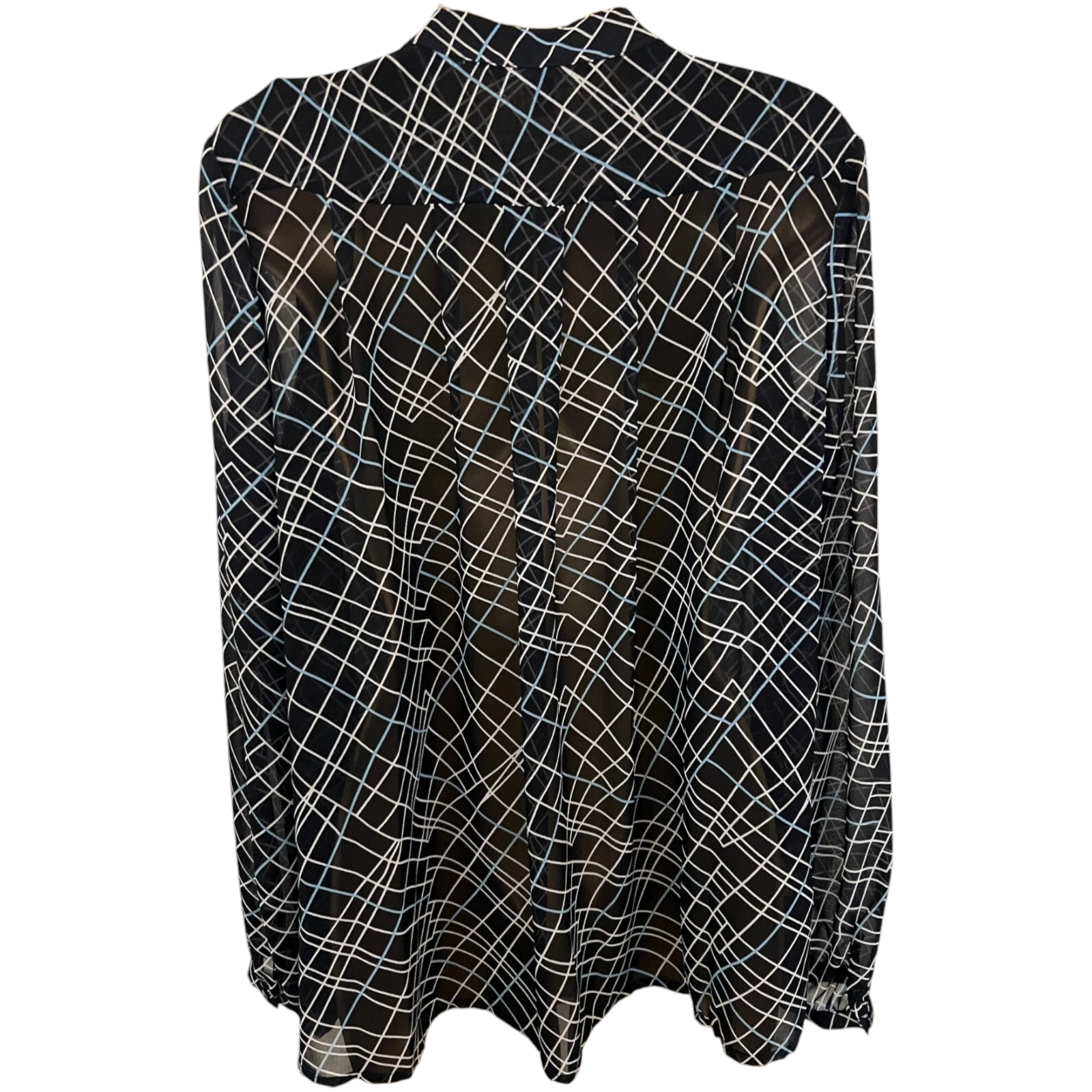 Laura Ashley Navy Blue Ivory Chiffon Blouse UK 14