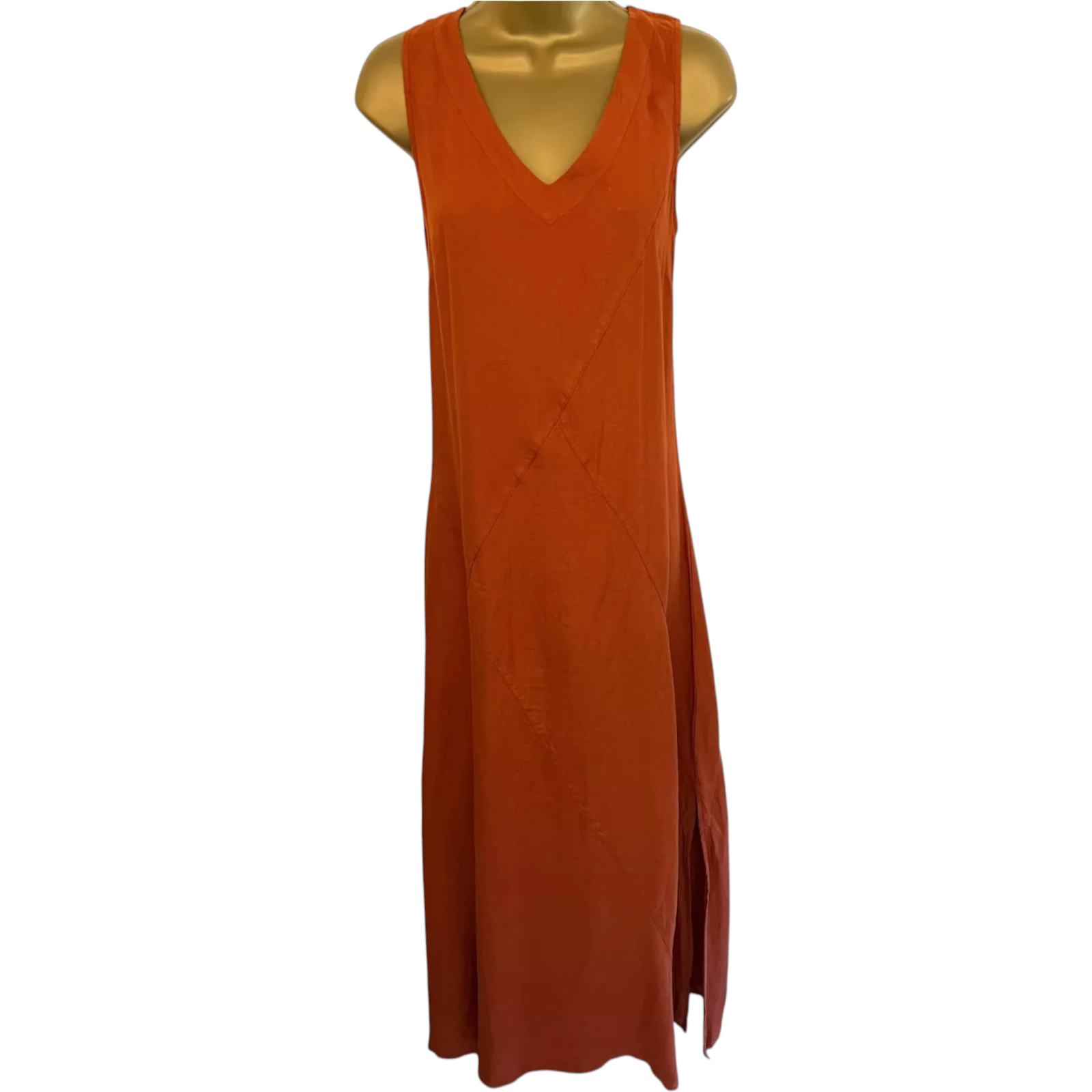Peruzzi Rust Linen Sleeveless Long Dress UK 10