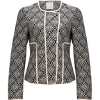 Sandwich Clothing Black & Cream Jacquard Collarless Jacket UK 12