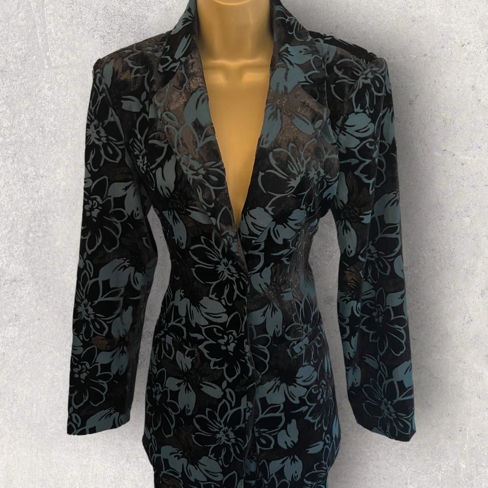 Nasty Gal Green Floral Devore Tailored Trouser Suit UK 6