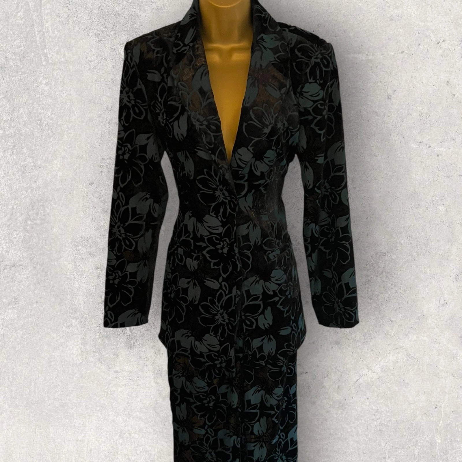 Nasty Gal Green Floral Devore Tailored Trouser Suit UK 6