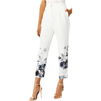 Coast Cherries White Summer Tapered Cropped Trousers UK 12