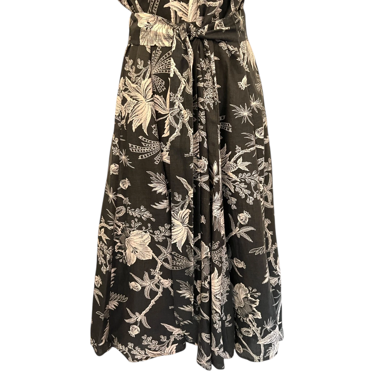 East Grey Floral Linen Belted Dress UK 12