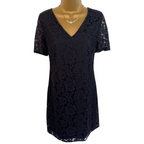 Dorothy Perkins Navy Lace Short Sleeve Dress UK 12