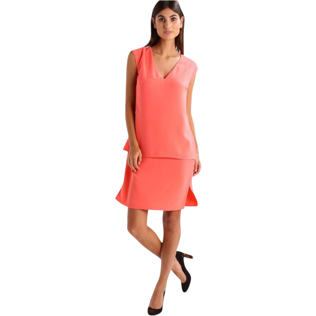 Lauren Ralph Lauren Coral Orange Overlay Dress UK 12