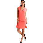 Lauren Ralph Lauren Coral Orange Overlay Dress UK 12