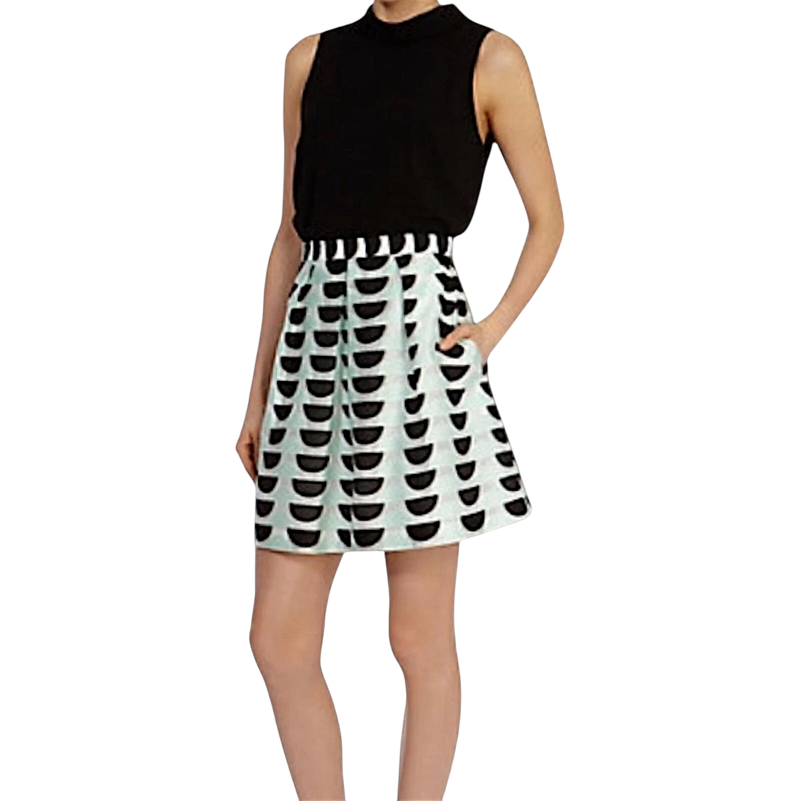 Coast Lina Mint Green, Black, White Organza Skirt UK 10