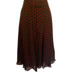 Hobbs Black & Red Silk Polka Dot Flared Skirt UK 8