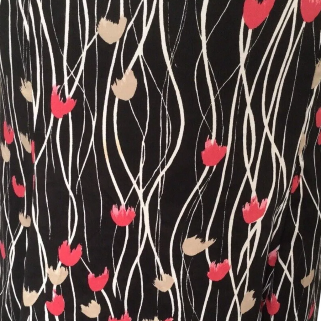Minuet Black Cotton Tulip Print Flared Skirt UK 12