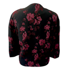 M&S Collection Black & Burgundy Jacquard Short Collarless Jacket UK 8