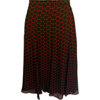 Hobbs Black & Red Silk Polka Dot Flared Skirt UK 8
