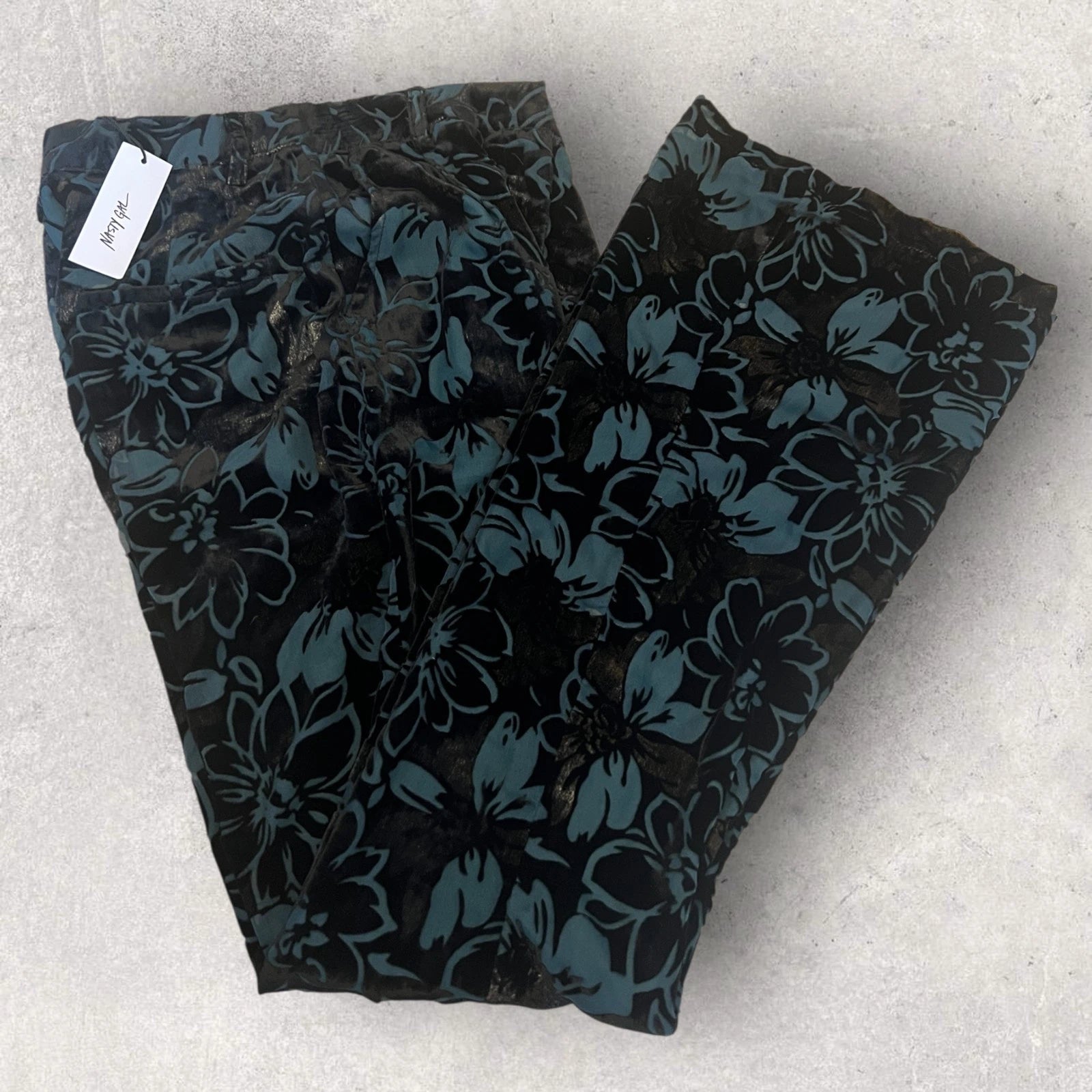 Nasty Gal Green Floral Devore Tailored Trouser Suit UK 6