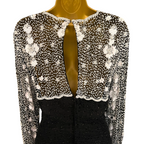 Laurence Kazar Vintage Black & White Beaded Dress 1980 UK 12