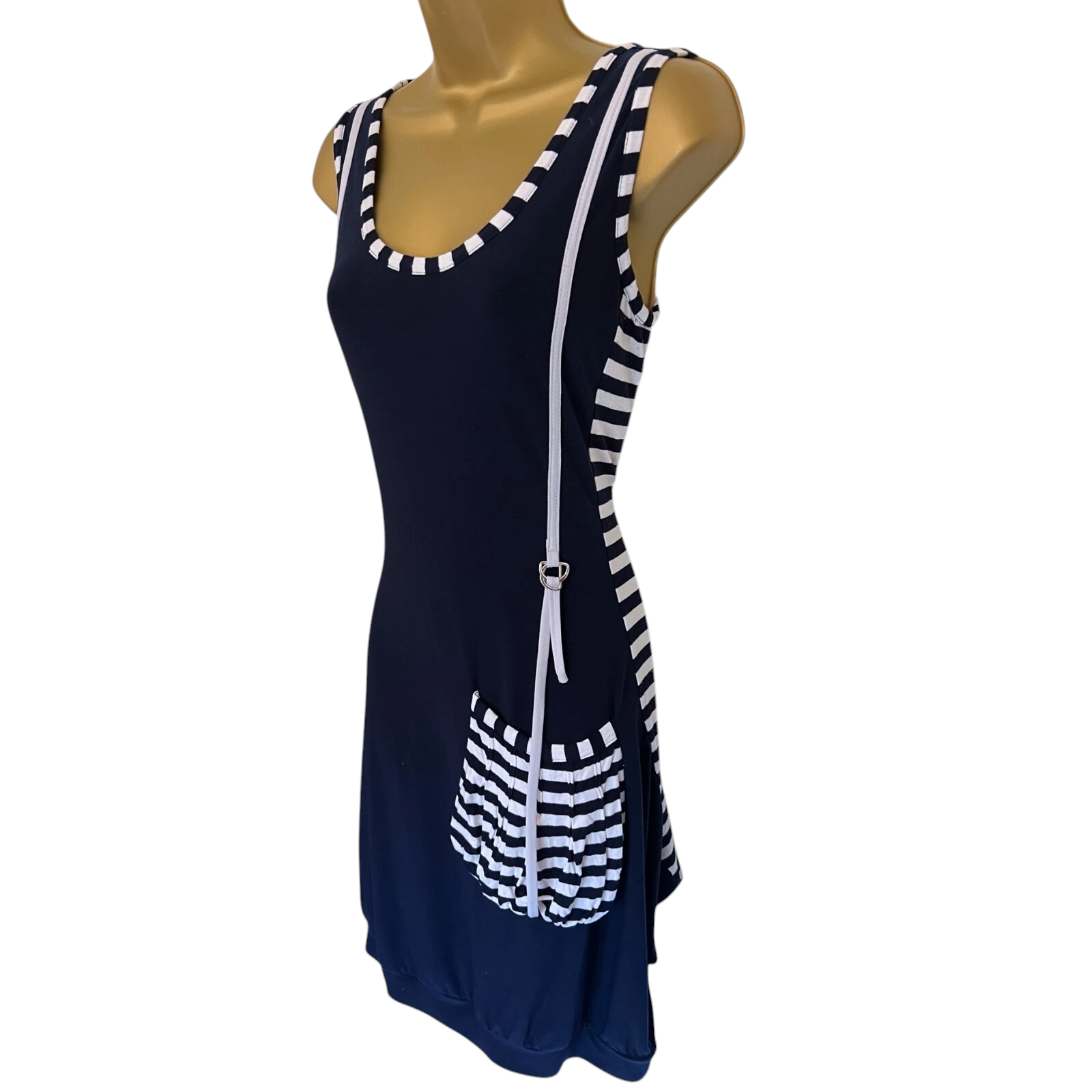 Joseph Ribkoff Navy & White Stripe Jersey Nautical Dress UK 8