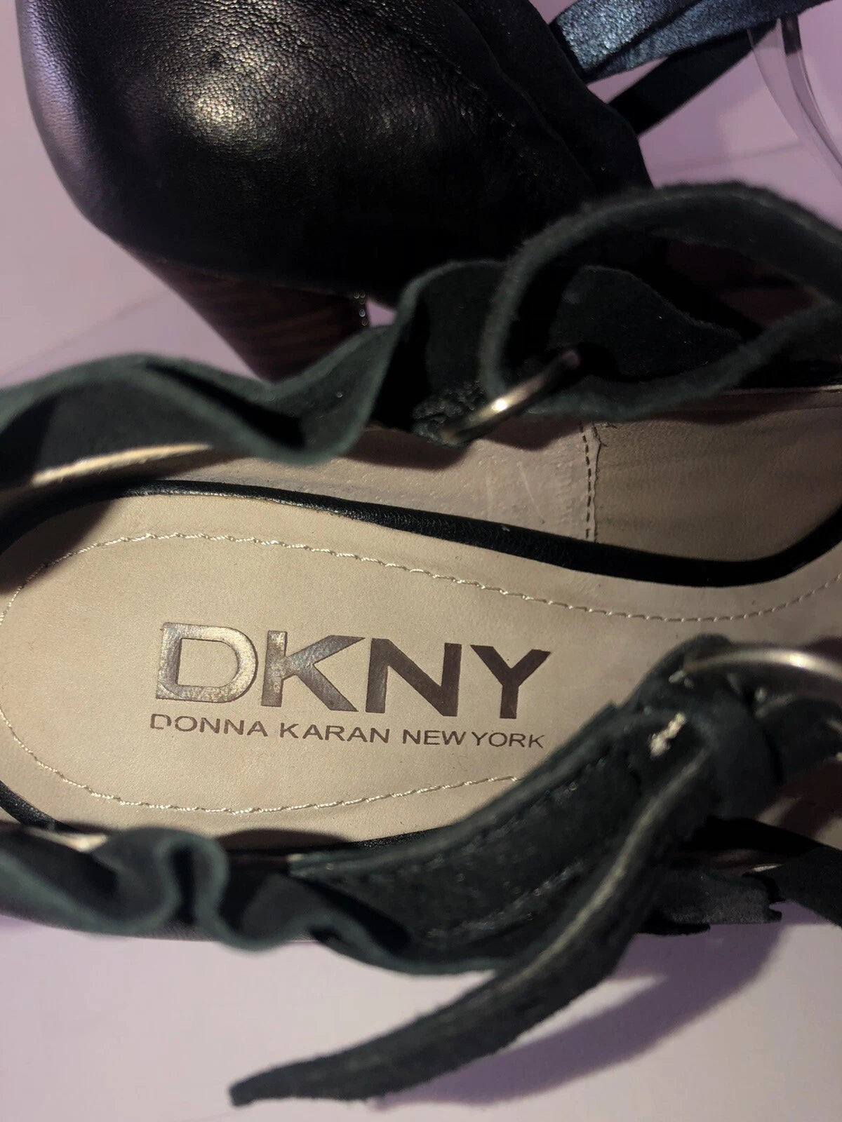 DKNY Black Leather Mary Jane Platform Court Shoes UK 5