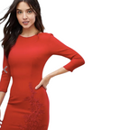 Little Mistress Red Applique V Back Dress UK 12