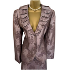 Gina Bacconi Dusky Mauve Jacquard Skirt Suit UK 14