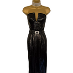 Miss Selfridge Black Shimmer Diamante Buckle Dress UK 10