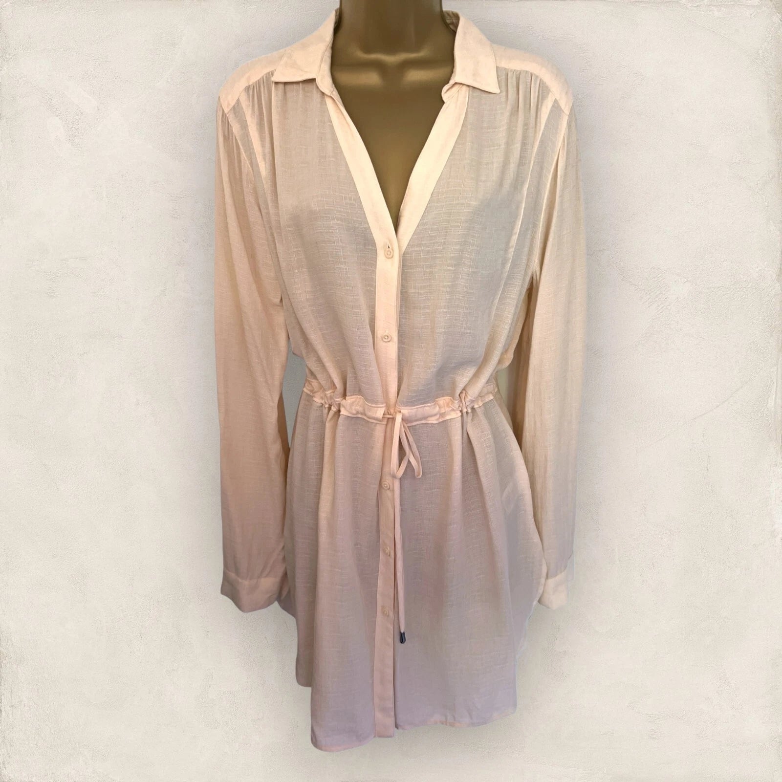 HD In Paris Anthropologie Blush Pink Tunic Top  Size M