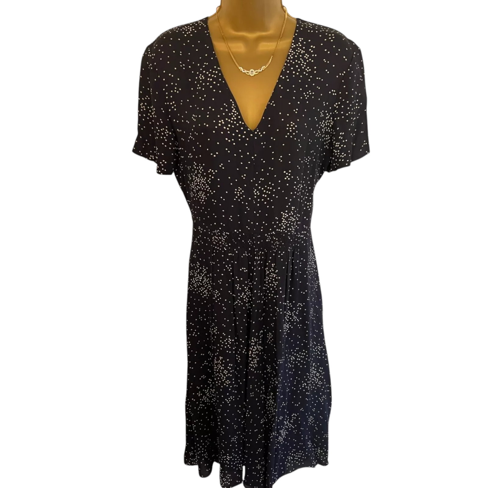 Jigsaw Black Spotted Crepe Dress UK 12