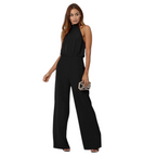 Lipsy Black Choker Palazzo Pant Jumpsuit UK 12