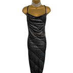 Miss Selfridge Black Silver Cowl Neck Dress UK 10
