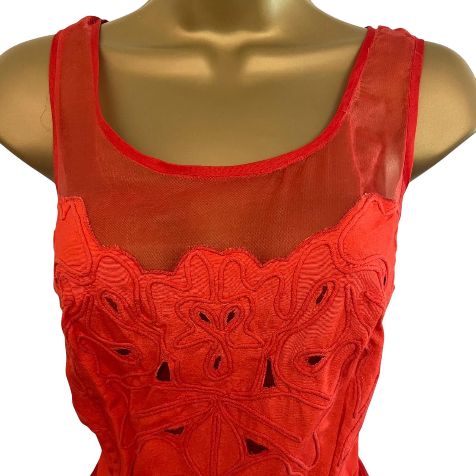 Reiss Orange Silk Organza & Chiffon Dress UK 10