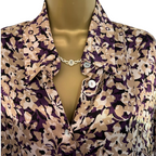 Charles Gray Vintage Purple Gold Floral Silky Blouse UK 20