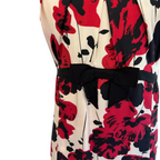 L.K. Bennett Silk Floral Dress, Reversible Velvet Wrap UK 16