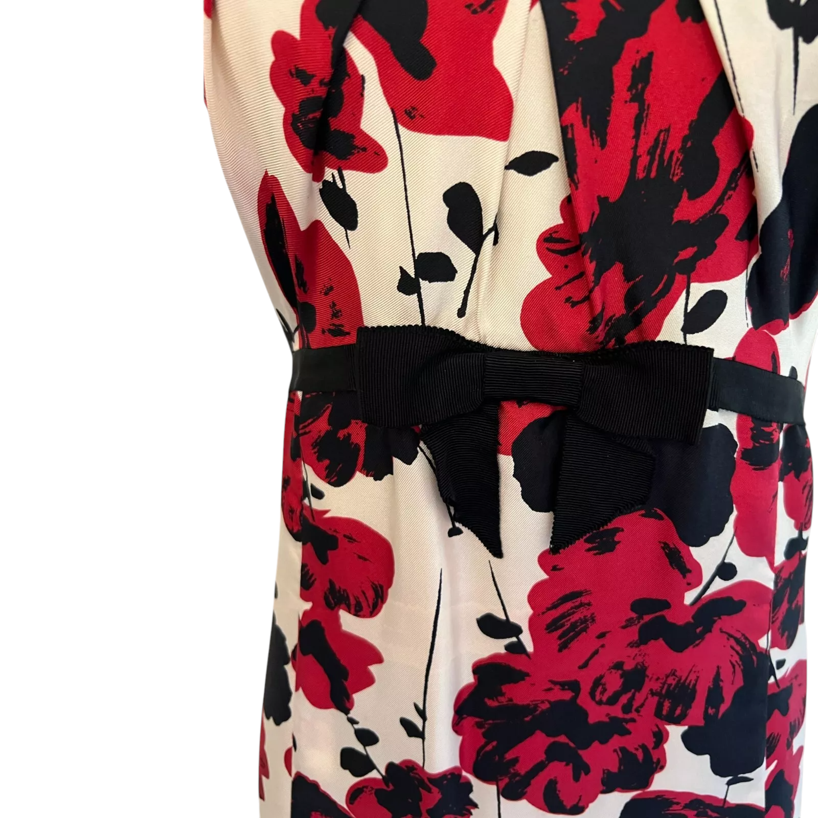 L.K. Bennett Silk Floral Dress, Reversible Velvet Wrap UK 16
