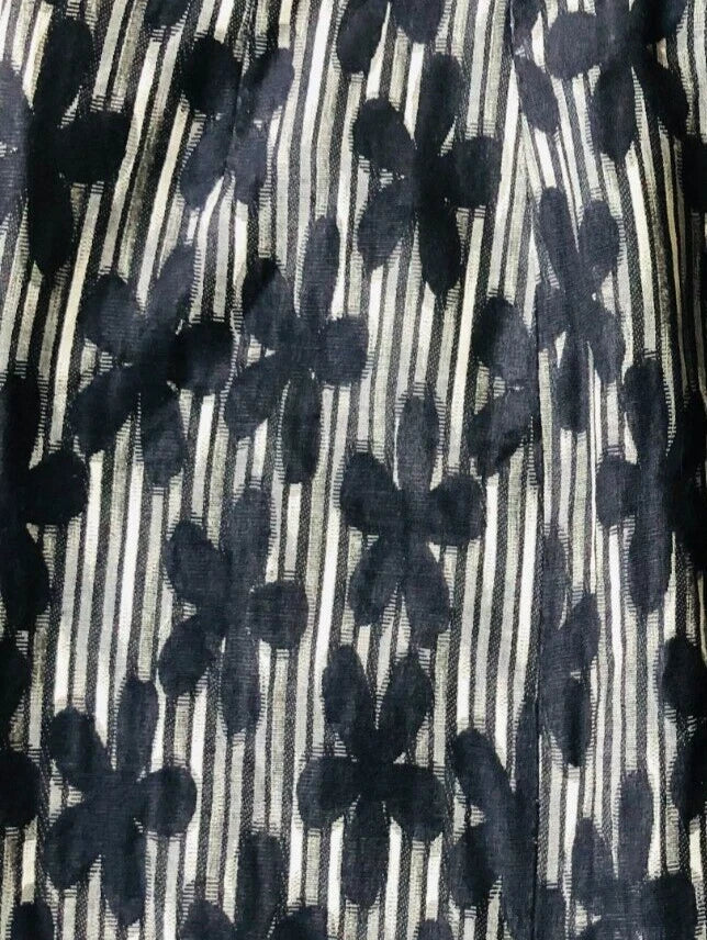 Kew Navy Floral Cotton Mix Pencil Skirt UK 12