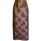 Gina Bacconi Dusky Mauve Jacquard Skirt Suit UK 14