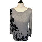 Betty Jackson Black Grey Floral Long Sleeve Jumper UK 12