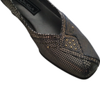 Davella Silver Grey Leather Gold Heel Shoes UK 3