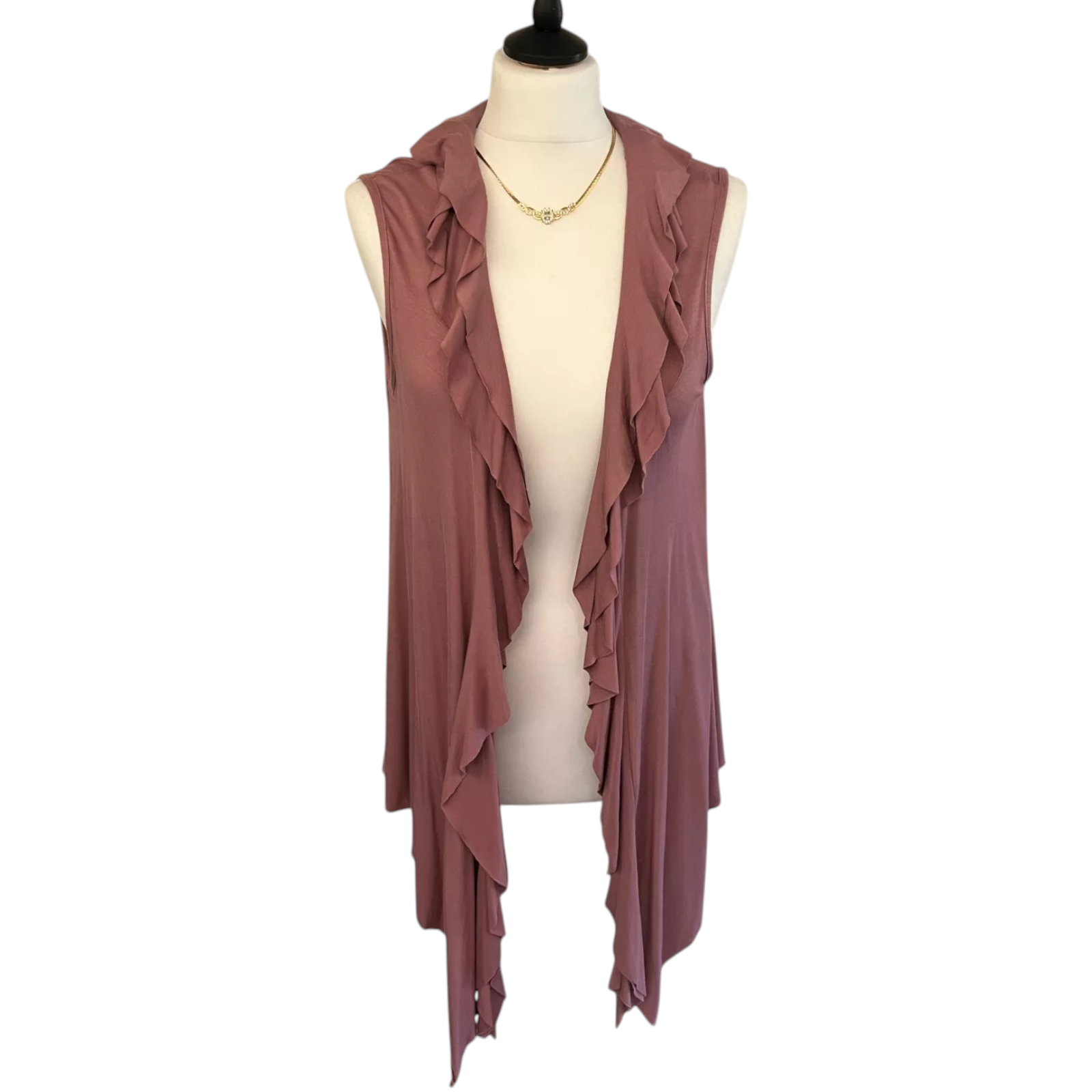 Charli Dusky Pink Jersey Long Summer Waistcoat UK 14
