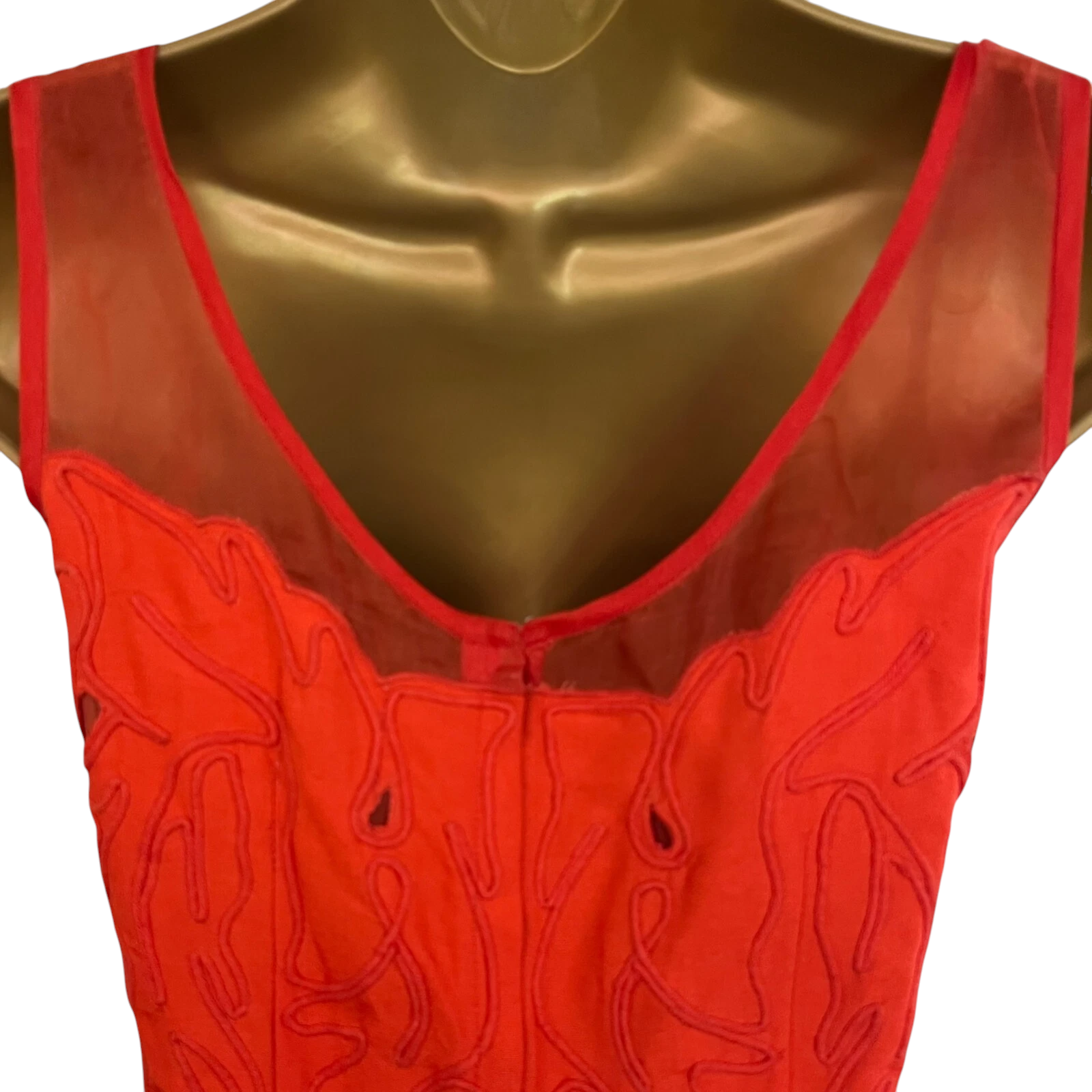 Reiss Orange Silk Organza & Chiffon Dress UK 10